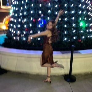 Silky Brown Open Back Dress